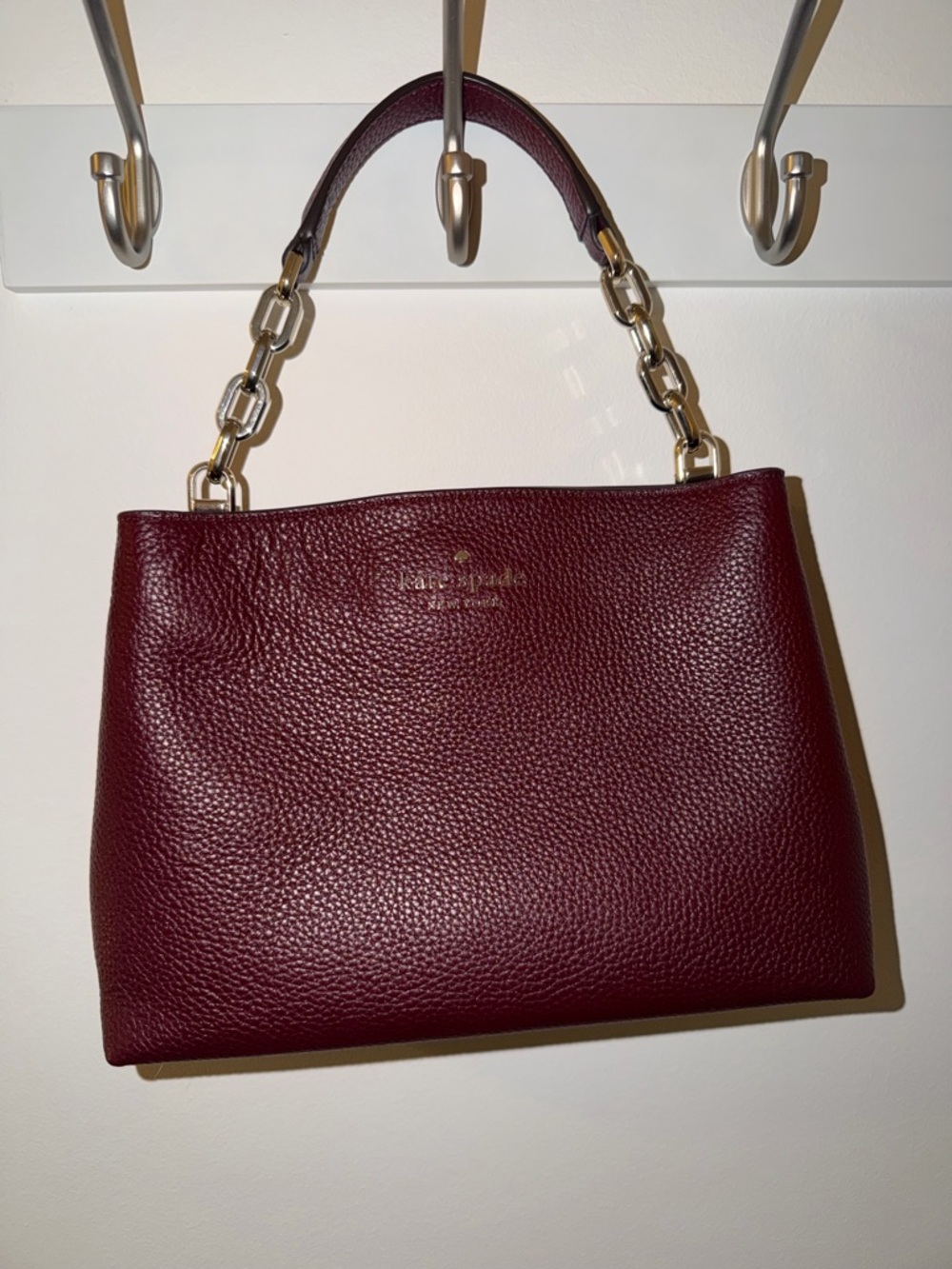 Kate Spade NEW Aubrey Cherrywood Red Leather Chain Purse